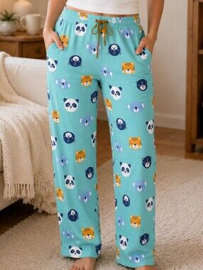 Sonoma Lounge Pjs Pants Womens M Tigers Bears Soft Plush Fleece‎ Lounge